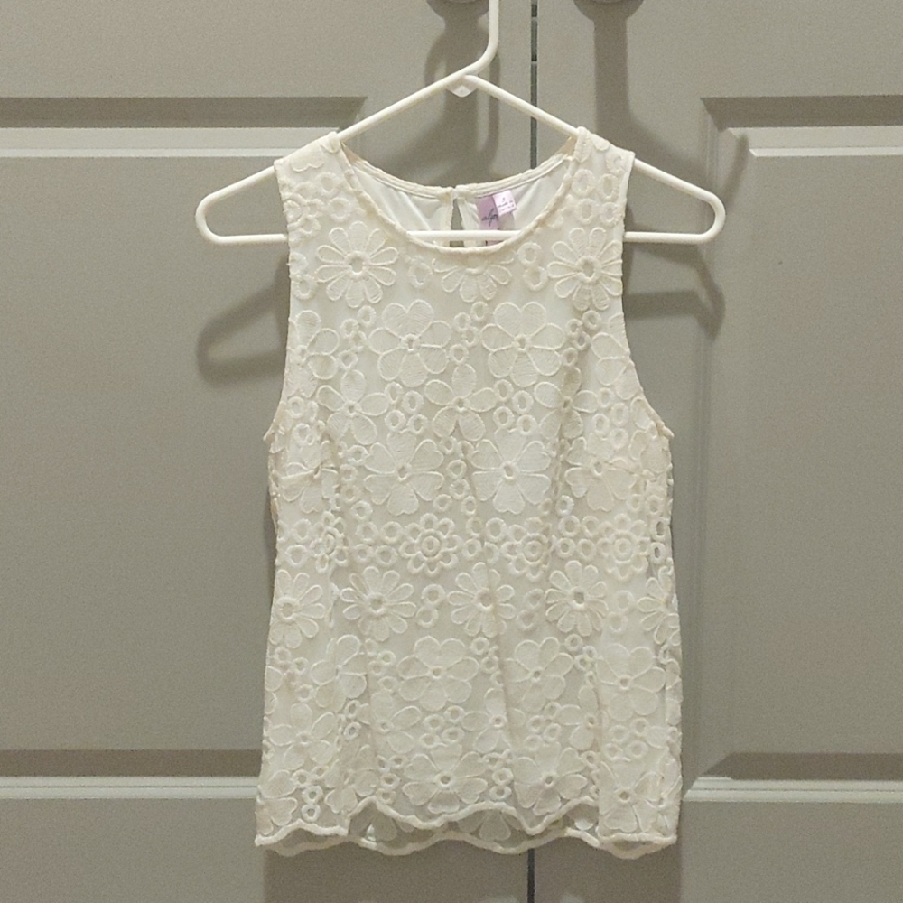 White Flower Tank Top